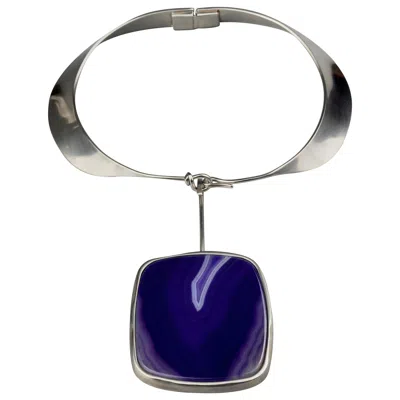 Pre-owned Chanel 2012  Dyed Agate Futuristic Choker Necklace In Purple