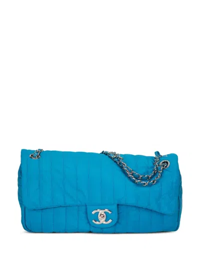 Pre-owned Chanel 2012 Classic Flap Quilted Shoulder Bag In Blue