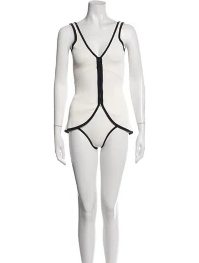 Pre-owned Chanel 2012 Colorblock Pattern Bikini In Black/white