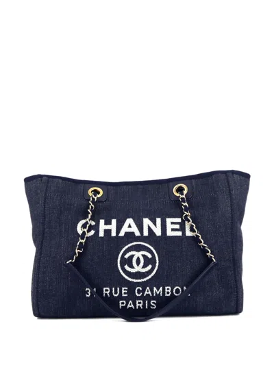 Pre-owned Chanel 2012 Deauville Tote Bag In Blue