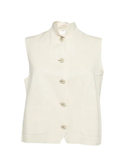 Pre-owned Chanel 2012 Diamond-pattern Button-front Vest In Neutrals