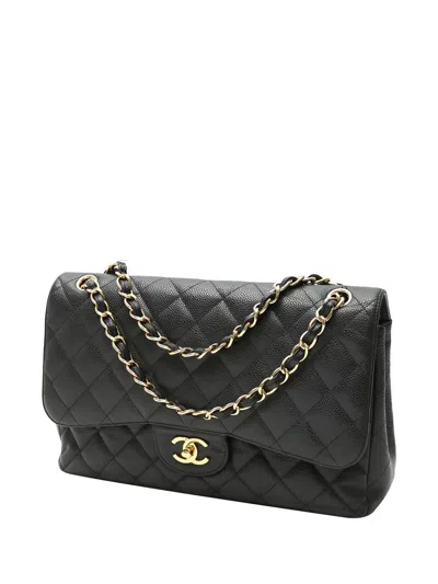 Pre-owned Chanel 2012 Double Flap Shoulder Bag In Black