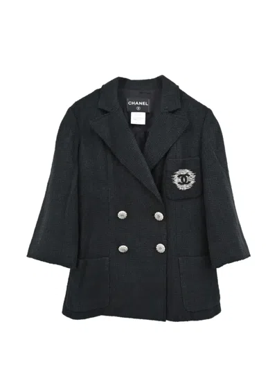 Pre-owned Chanel 2012 Double-breasted Tweed Jacket In Black