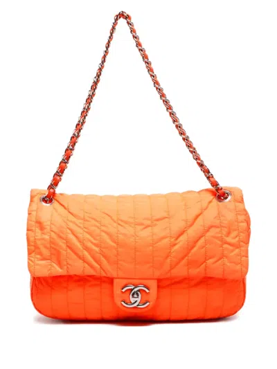 Pre-owned Chanel 2012 Flap Shoulder Bag In Orange