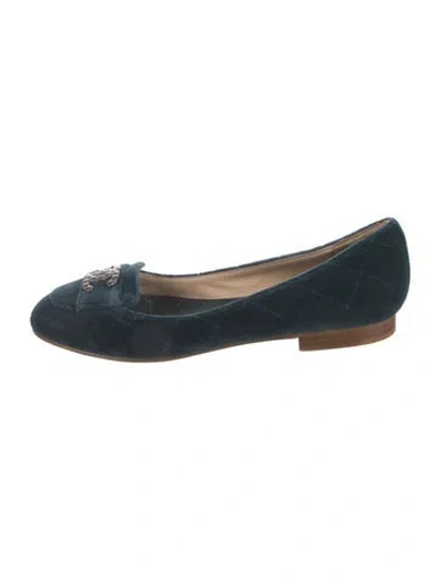 Pre-owned Chanel 2012 Interlocking Cc Logo Ballet Flats In Blue