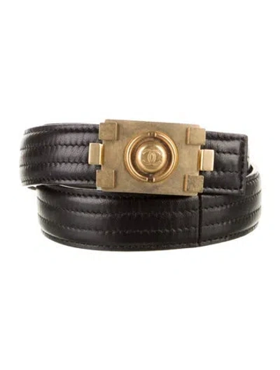 Pre-owned Chanel 2012 Interlocking Cc Logo Belt In Black