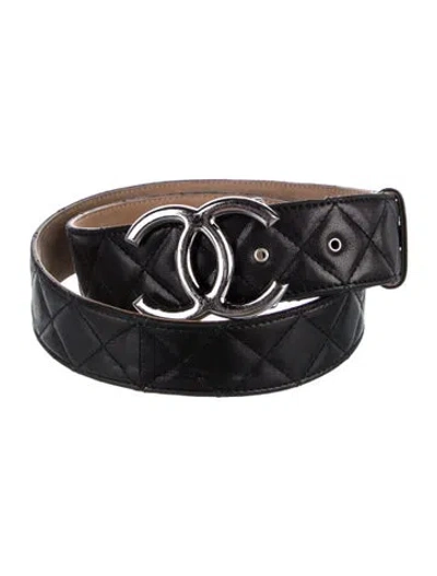 Pre-owned Chanel 2012 Interlocking Cc Logo Belt In Black