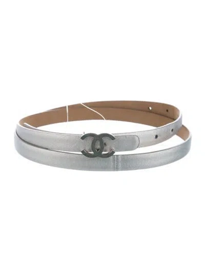 Pre-owned Chanel 2012 Interlocking Cc Logo Belt Kit In Silver