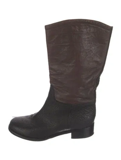 Pre-owned Chanel 2012 Interlocking Cc Logo Boots In Black