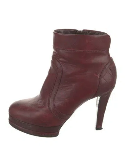 Pre-owned Chanel 2012 Interlocking Cc Logo Boots In Burgundy