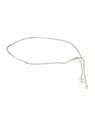 Pre-owned Chanel 2012 Interlocking Cc Logo Chain-link Belt In Silver