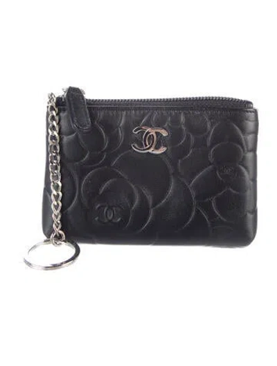 Pre-owned Chanel 2012 Interlocking Cc Logo Coin Pouch In Black