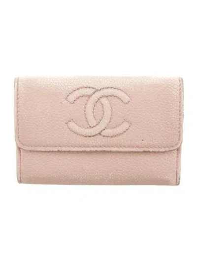 Pre-owned Chanel 2012 Interlocking Cc Logo Compact Wallet In Pink