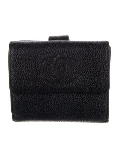 Pre-owned Chanel 2012 Interlocking Cc Logo French Purse In Black