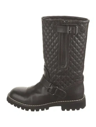 Pre-owned Chanel 2012 Interlocking Cc Logo Lace-up Boots In Brown