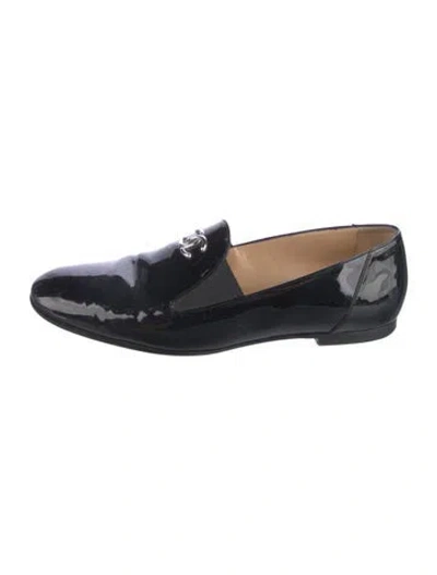 Pre-owned Chanel 2012 Interlocking Cc Logo Loafers In Blue