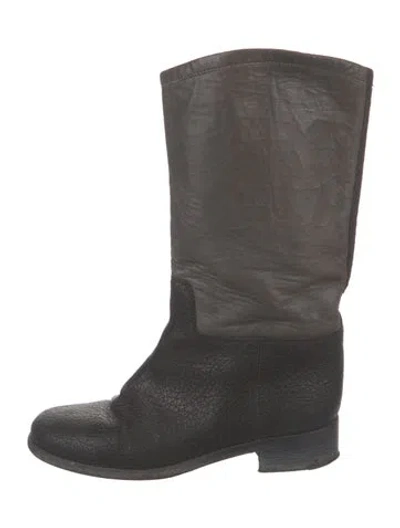 Pre-owned Chanel 2012 Interlocking Cc Logo Moto Boots In Black