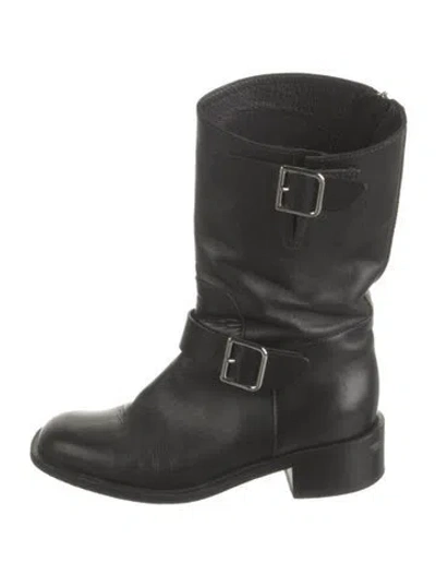 Pre-owned Chanel 2012 Interlocking Cc Logo Moto Boots In Black