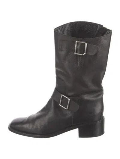 Pre-owned Chanel 2012 Interlocking Cc Logo Moto Boots In Black