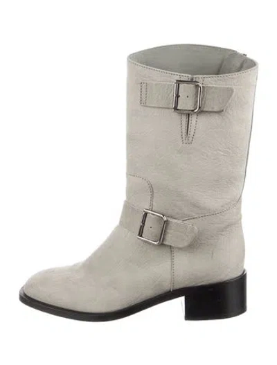 Pre-owned Chanel 2012 Interlocking Cc Logo Moto Boots In Gray