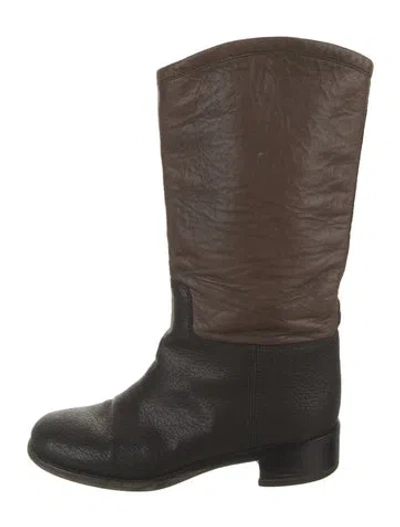 Pre-owned Chanel 2012 Interlocking Cc Logo Riding Boots In Black