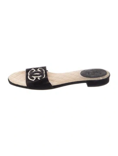 Pre-owned Chanel 2012 Interlocking Cc Logo Slides In Black