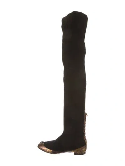 Pre-owned Chanel 2012 Interlocking Cc Logo Sock Boots In Black