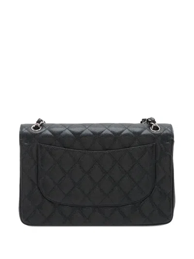 Pre-owned Chanel 2012 Jumbo Classic Caviar Double Flap Shoulder Bag In Black