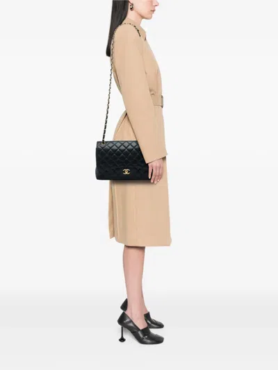 Pre-owned Chanel 2012 Jumbo Classic Caviar Double Flap Shoulder Bag In Black