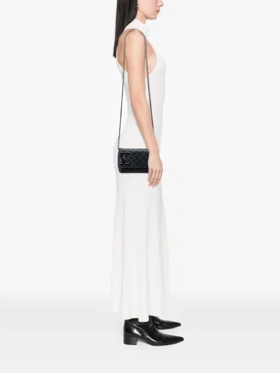 Pre-owned Chanel 2012 Lambskin Cambon Ligne Wallet On Chain Crossbody Bag In Black