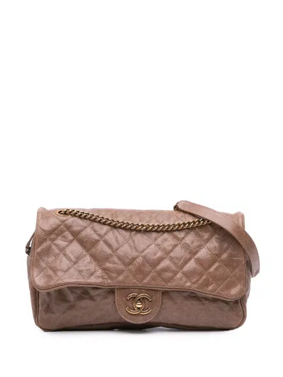 Pre-owned Chanel 2012 Large Quilted Glazed Caviar Shiva Flap Crossbody Bag