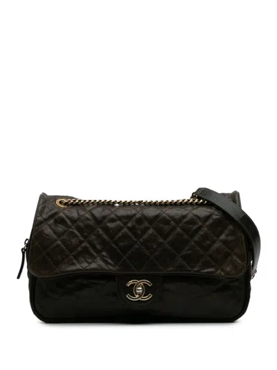 Pre-owned Chanel 2012 Large Quilted Glazed Caviar Shiva Flap Crossbody Bag
