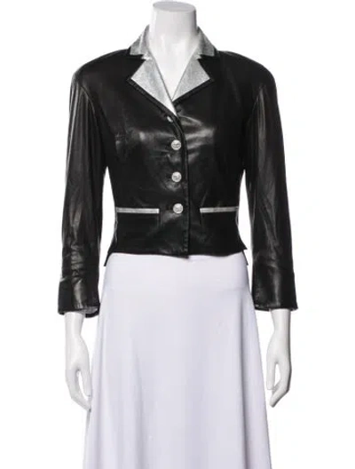 Pre-owned Chanel 2012 Leather Blazer In Black