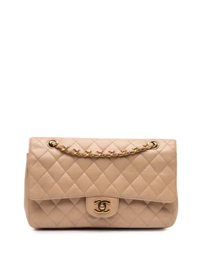 Pre-owned Chanel 2012 Medium Classic Caviar Double Flap Shoulder Bag In Brown