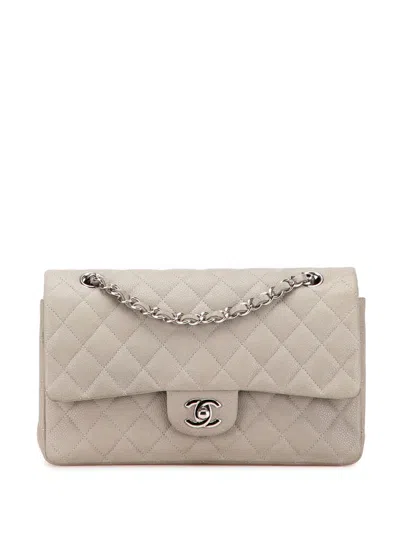 Pre-owned Chanel 2012 Medium Classic Caviar Double Flap Shoulder Bag In Gray