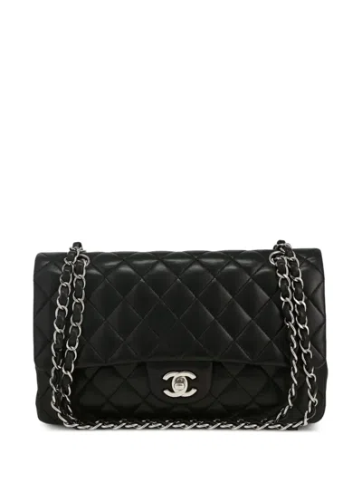 Pre-owned Chanel 2012 Medium Double Flap Shoulder Bag In Black