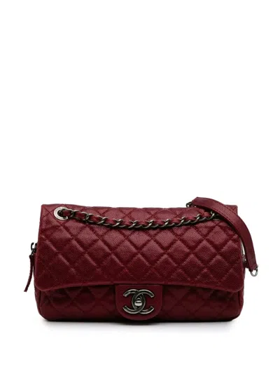 Pre-owned Chanel 2012 Medium Quilted Iridescent Caviar Easy Flap Shoulder Bag