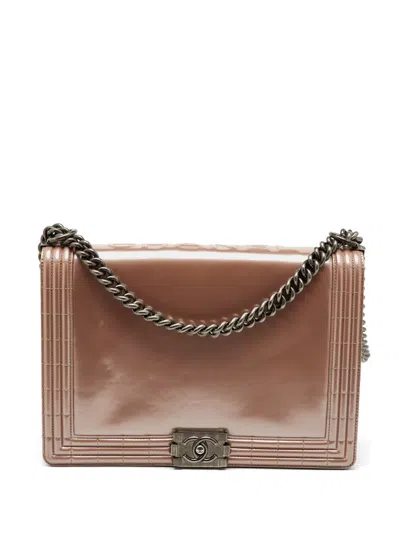 Pre-owned Chanel 2012 Medium Reverso Boy Shoulder Bag In Pink