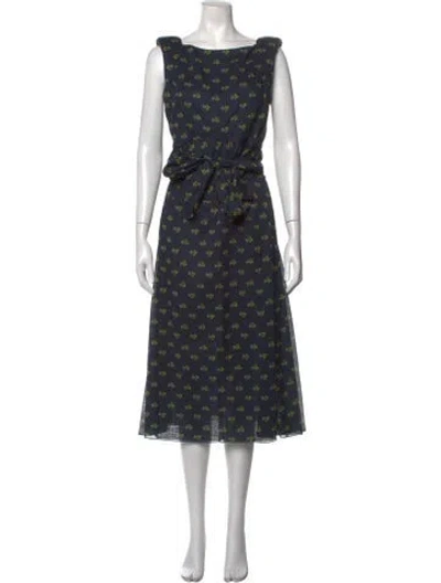 Pre-owned Chanel 2012 Midi Length Dress In Blue