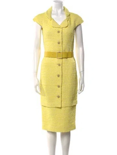Pre-owned Chanel 2012 Midi Length Dress In Yellow