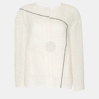 Pre-owned Chanel 2012 Monochromatic Mesh Jacket In White
