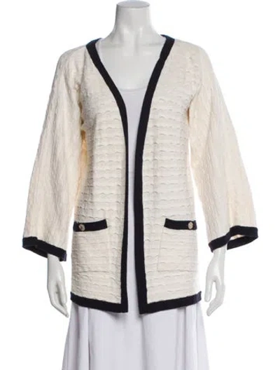 Pre-owned Chanel 2012 Open Front Sweater In White