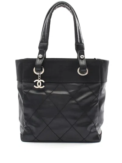 Pre-owned Chanel 2012 Paris Biarritz Pm Tote Bag In Black