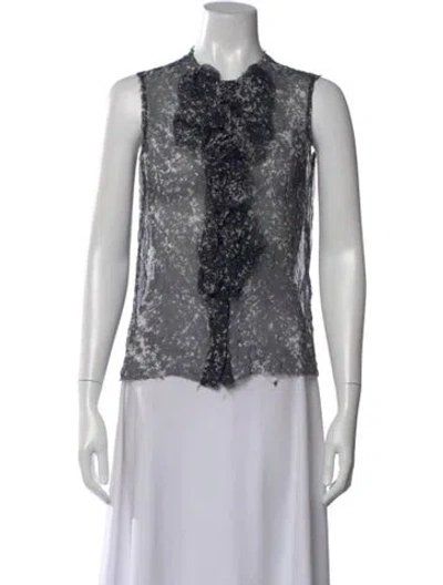 Pre-owned Chanel 2012 Printed Blouse In Black