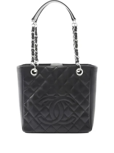 Pre-owned Chanel 2012 Pst Petite Shopper Tote Chain-detail Shoulder Bag In Black