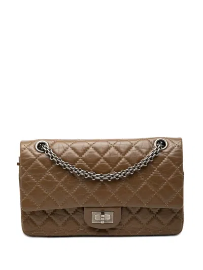 Pre-owned Chanel 2012 Quilted Aged Calfskin Reissue 2.55 Double Flap 225 Shoulder Bag In Brown