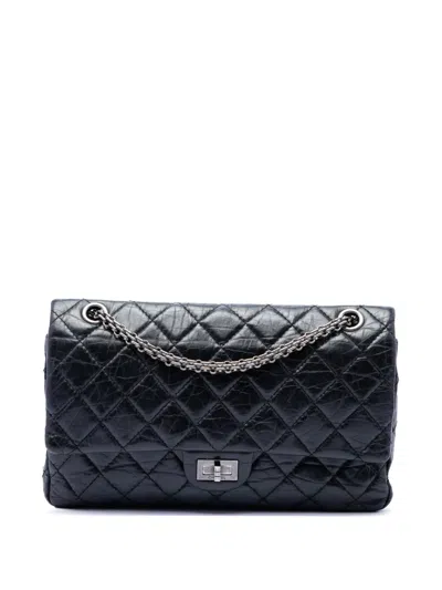 Pre-owned Chanel 2012 Quilted Aged Calfskin Reissue 2.55 Double Flap 226 Shoulder Bag In Black