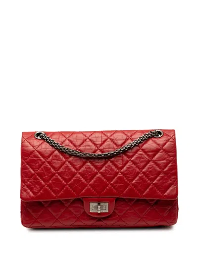 Pre-owned Chanel 2012 Quilted Aged Calfskin Reissue 2.55 Double Flap 226 Shoulder Bag In Red