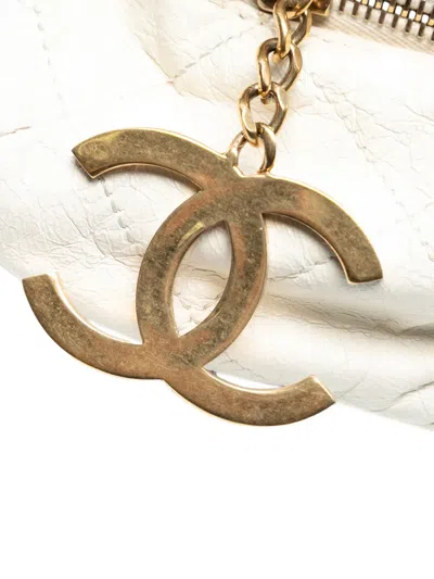 Pre-owned Chanel 2012 Quilted Calfskin Midnight Swim Baluchon Bag Shoulder Bag In White