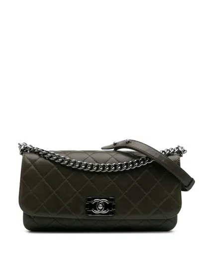 Pre-owned Chanel 2012 Quilted Lambskin Soft Boy Flap Crossbody Bag In Brown